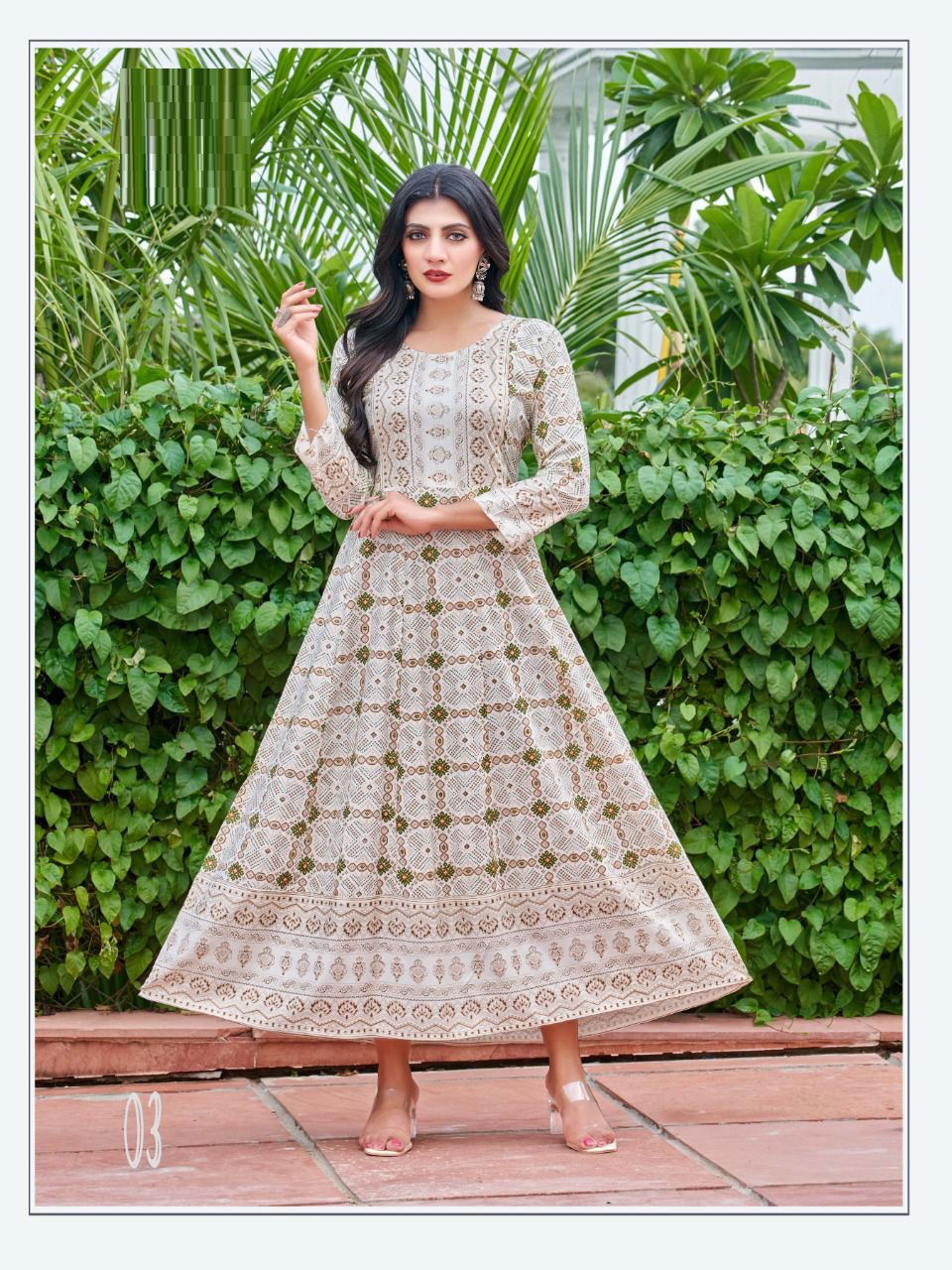 Sunlight 01 Rayon Printed Ethnic Wear Designer Long Anarkali Kurti Collection